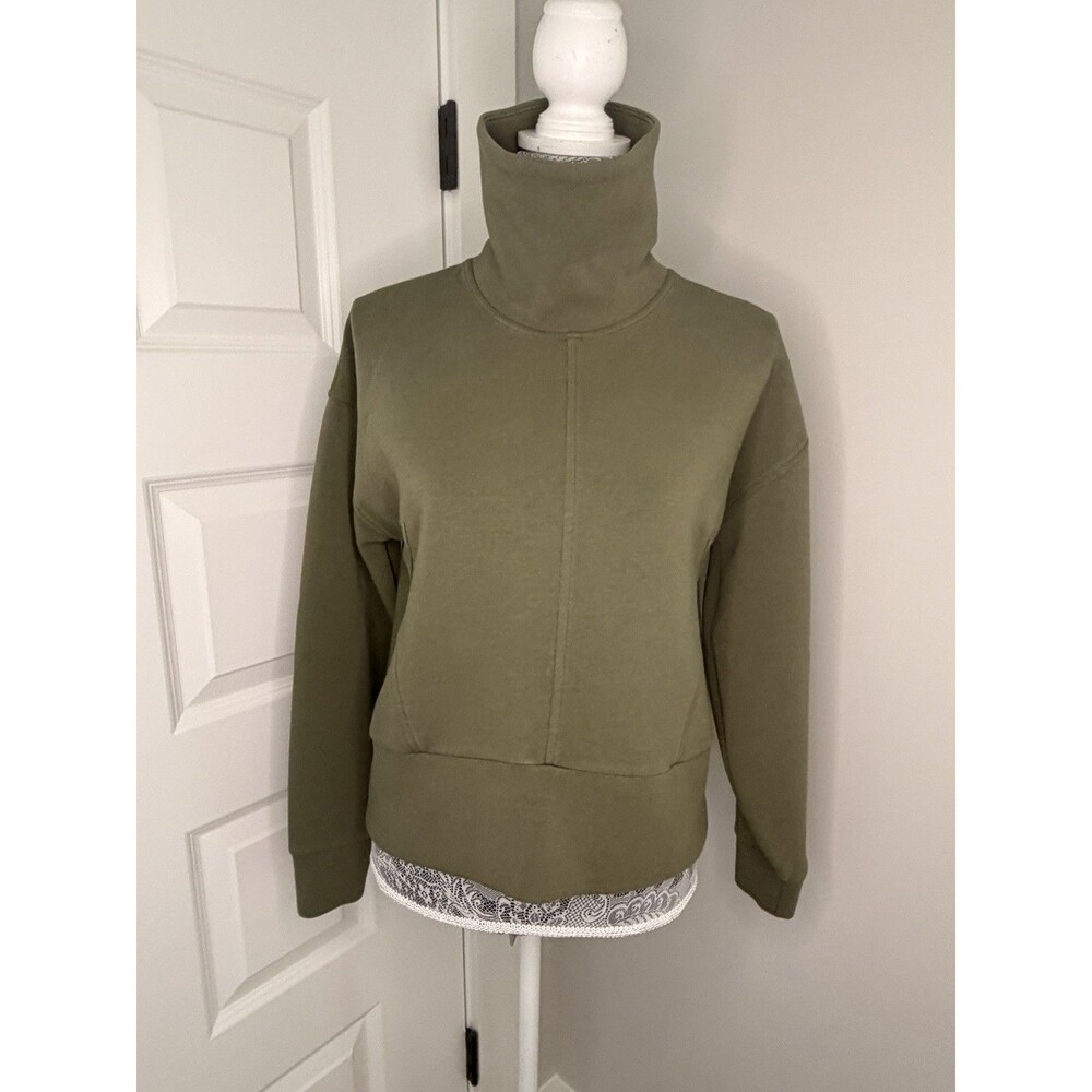 CALIA Women’s Soft Scuba Funnel Mock Neck Sweatshirt Dark Olive Green Size XS